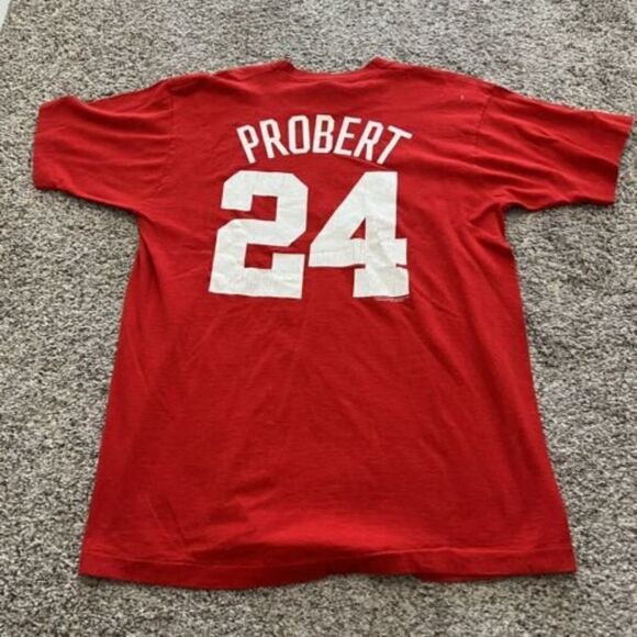 Vintage Detroit Red Wings Probert #24 Size XL FOTL Rare 1990 Shirt Single Stitch - Picture 2 of 8